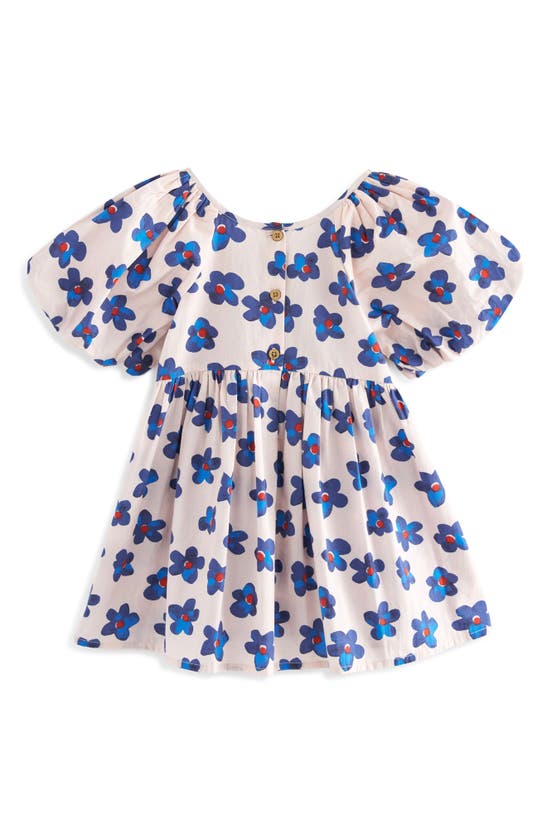 Shop Next Kids' Bold Floral Cotton Dress In Blue White