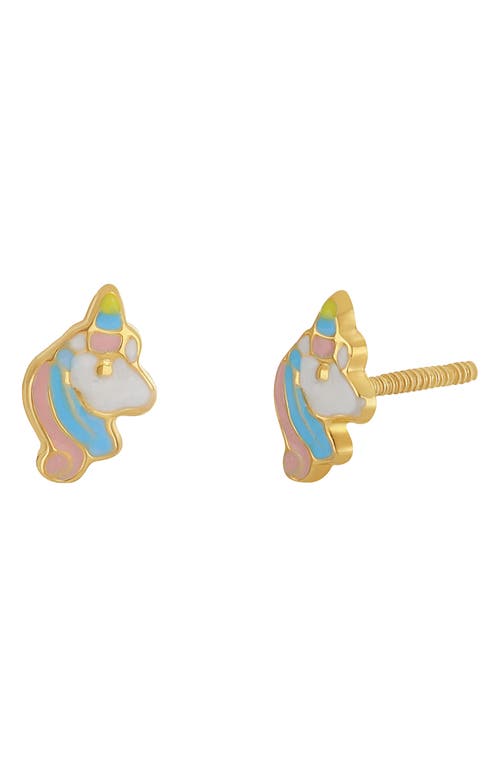Bony Levy Kids' 14K Gold Enamel Unicorn Stud Earrings in 14K Yellow Gold