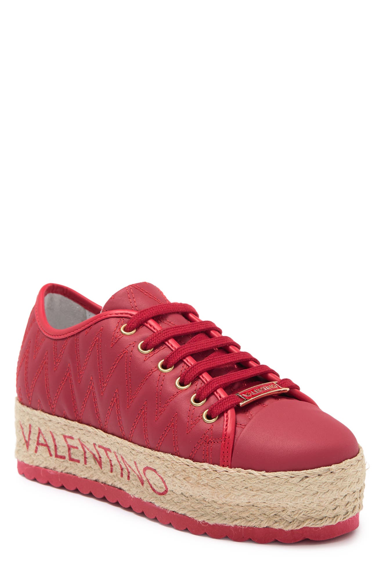 all red platform sneakers