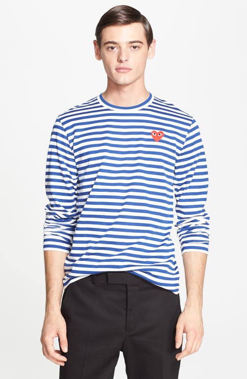 Comme Des Garçons Play Stripe Long Sleeve T-shirt In Navy/white