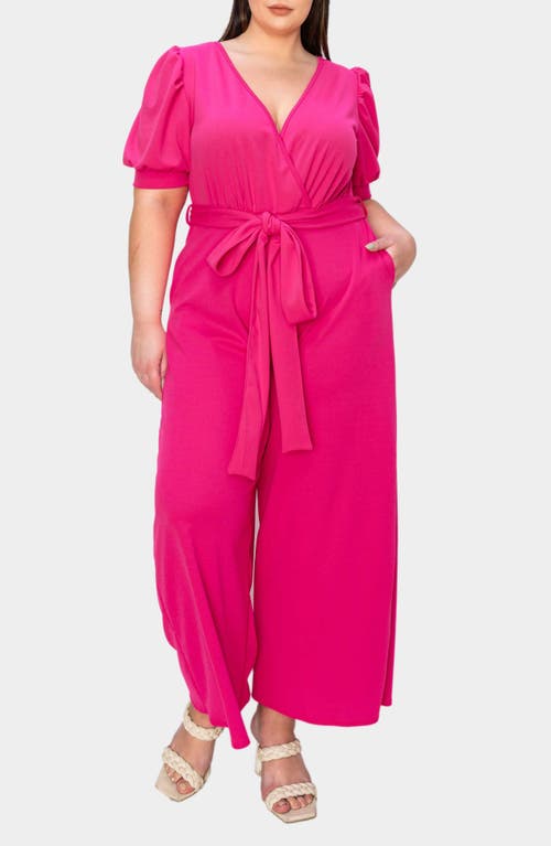 Shop L I V D Iris Belted Wide Leg Jumpsuit In Neon Pink