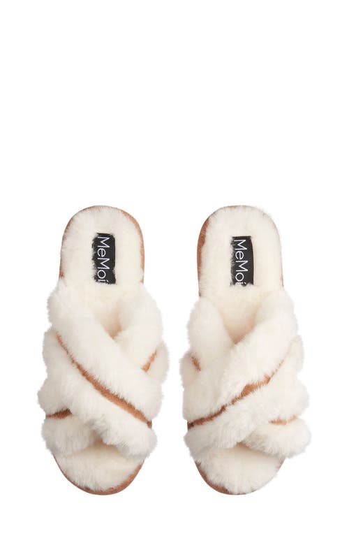 Memoi Serena Faux Fur Slipper In Ivory