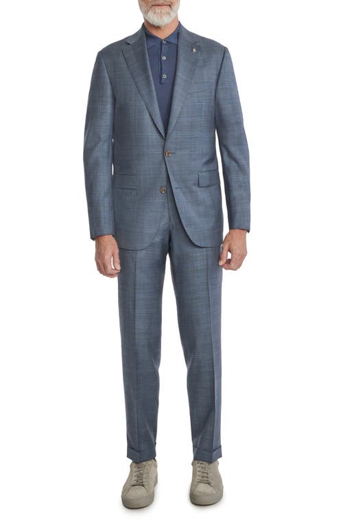Essence Windowpane Wool Suit in Med Blue