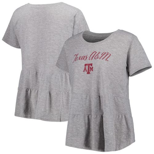 BOXERCRAFT Women's Gray Texas A & M Aggies Willow Ruffle-Bottom T-Shirt