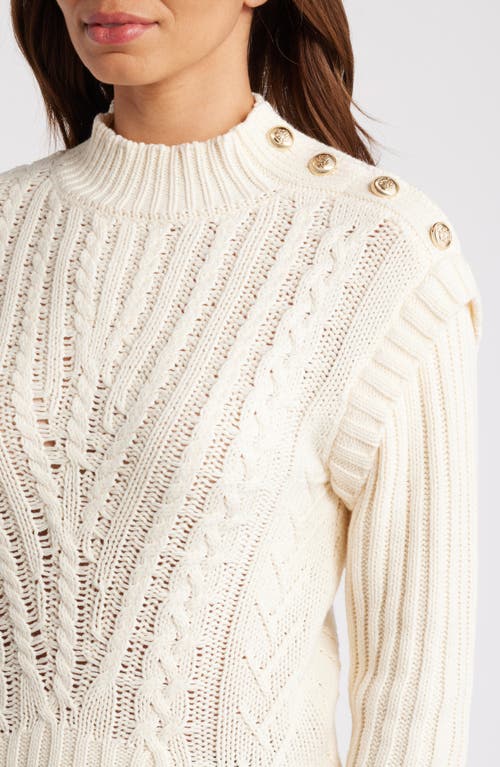 Shop Zoe And Claire Cable Button Accent Sweater In Cream