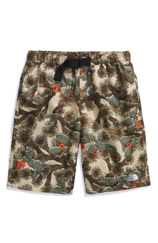 The North Face Kids' Amphibious Print Belted Shorts In Utility Brown Tnf Cactus Camo