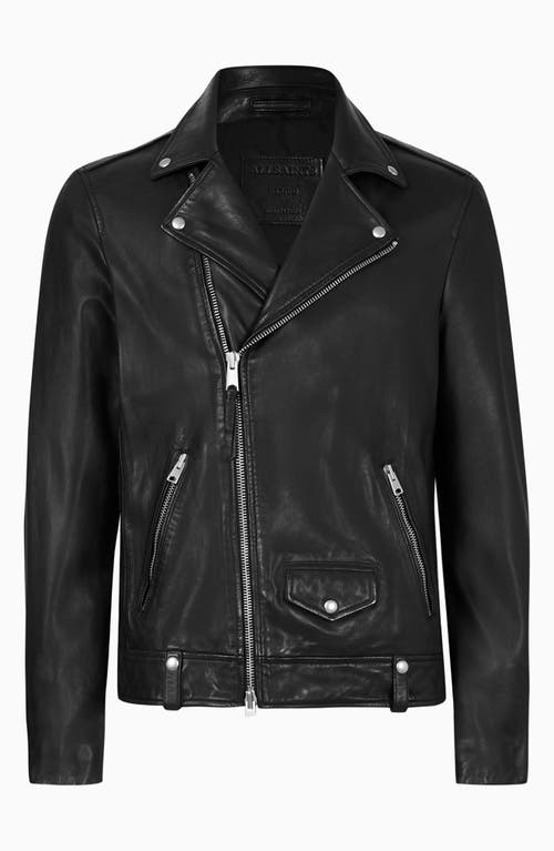 Shop Allsaints Milo Asymmetric Zip Leather Biker Jacket In Black