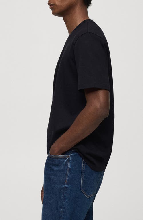 Shop Mango Regular Fit Cotton Crewneck T-shirt In Dark Navy