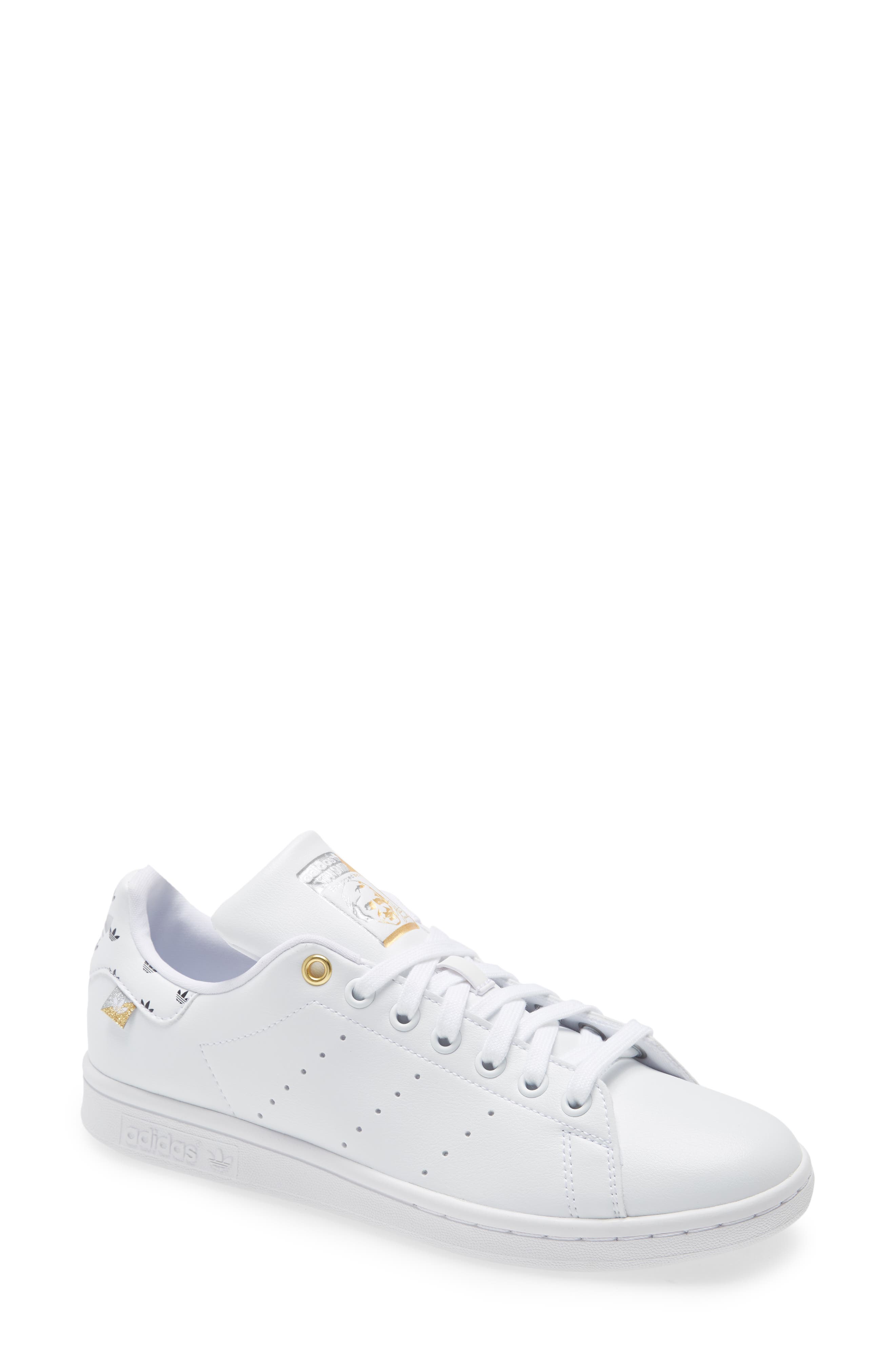 stan smith white navy gold