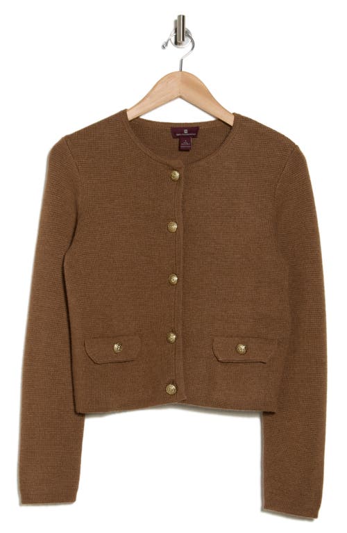 Bruno Magli Crewneck Merino Wool Cardigan In Vicuna