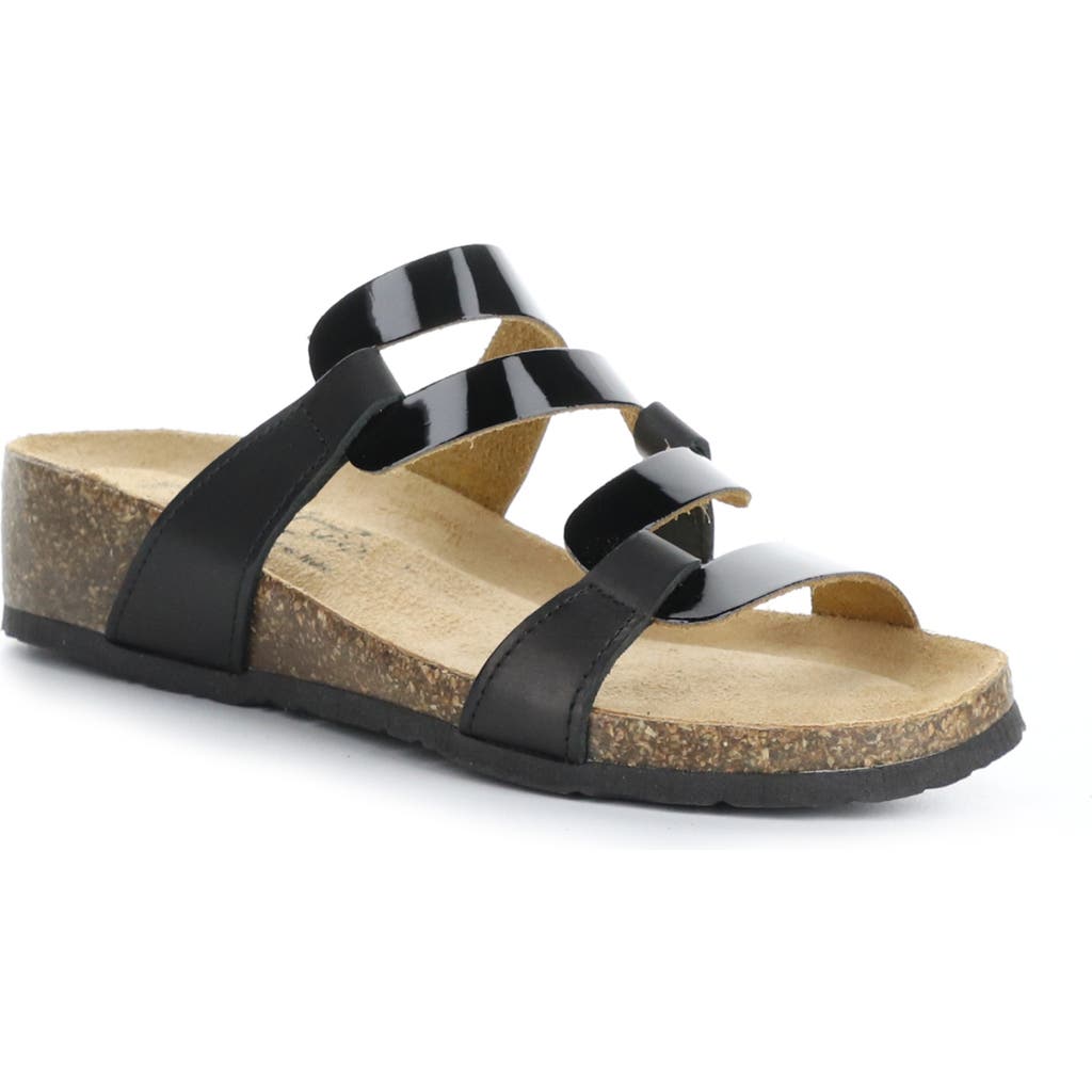 Bos. & Co. Luzzie Wedge Slide Sandal In Black Gaucho/patent