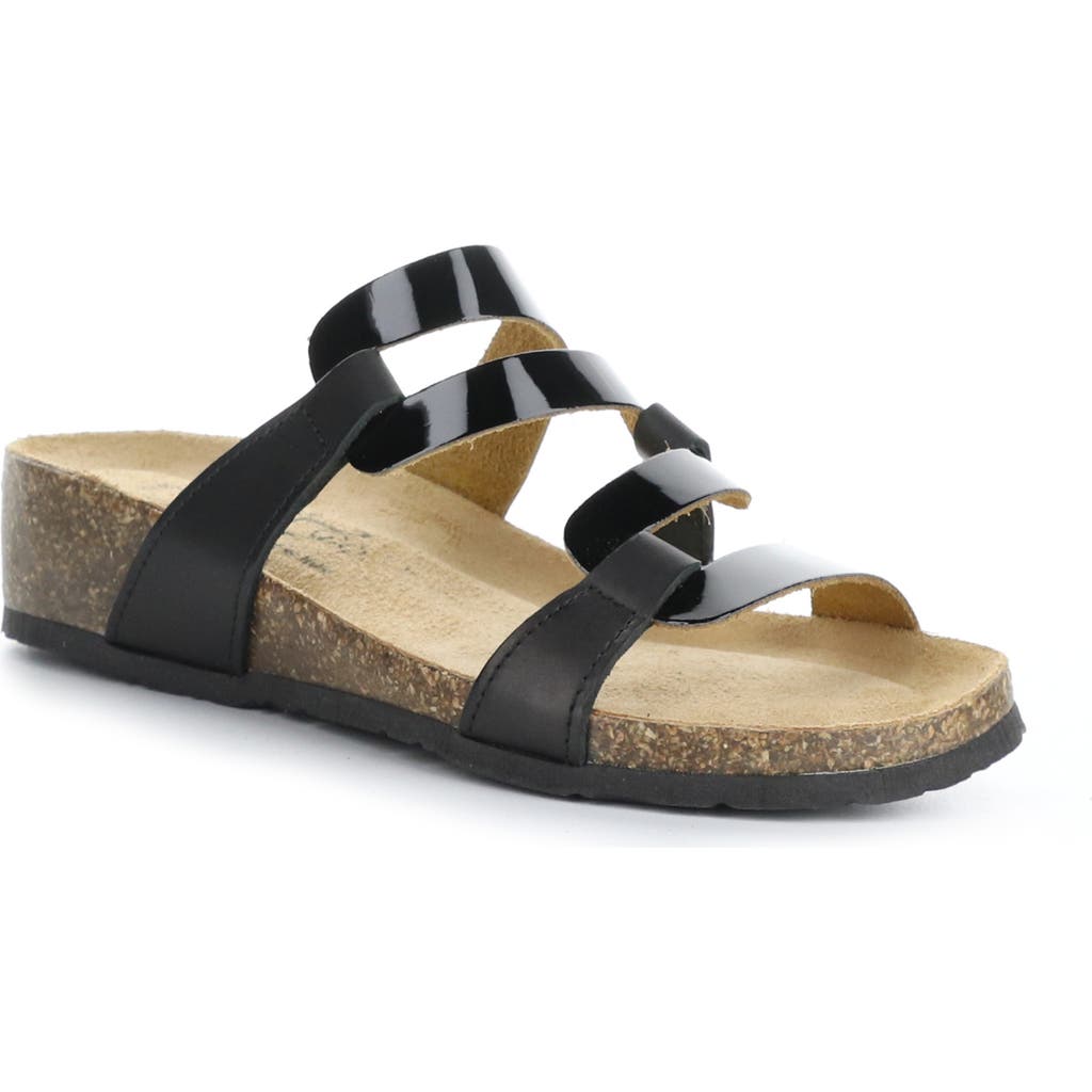 Bos. & Co. Luzzie Wedge Slide Sandal In Black Gaucho/patent