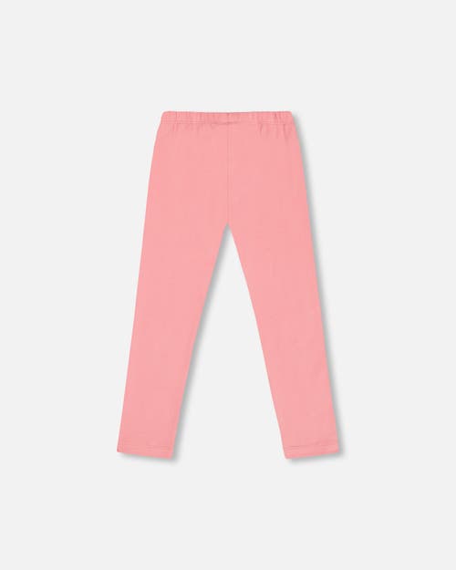 Shop Deux Par Deux Little Girl's Organic Cotton Legging With Knee Print Pink In Mauve Glow