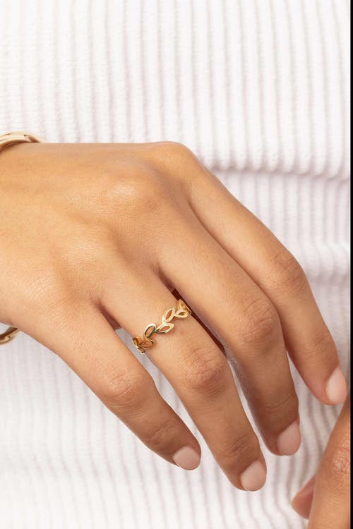 Shop Oradina 14k Gold Leaf Your Mark Ring In Yellow Gold