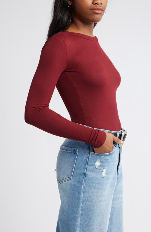 Bp. Ribbed Long Sleeve T-shirt In Red Grape
