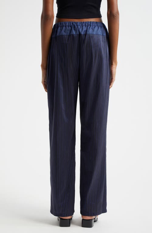 Paloma Wool Olga Stripe Linen Blend Drawstring Pants In Navy