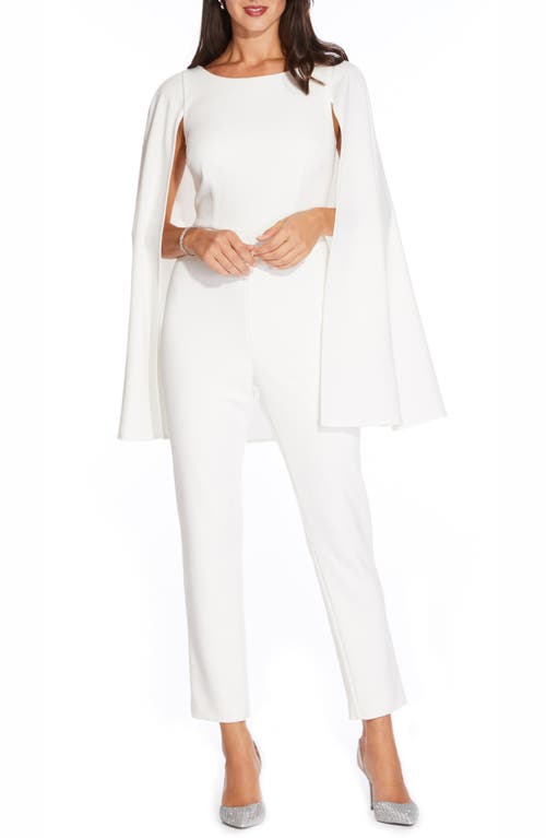 Adrianna Papell Cape Sleeve Stretch Crepe Jumpsuit in Ivory