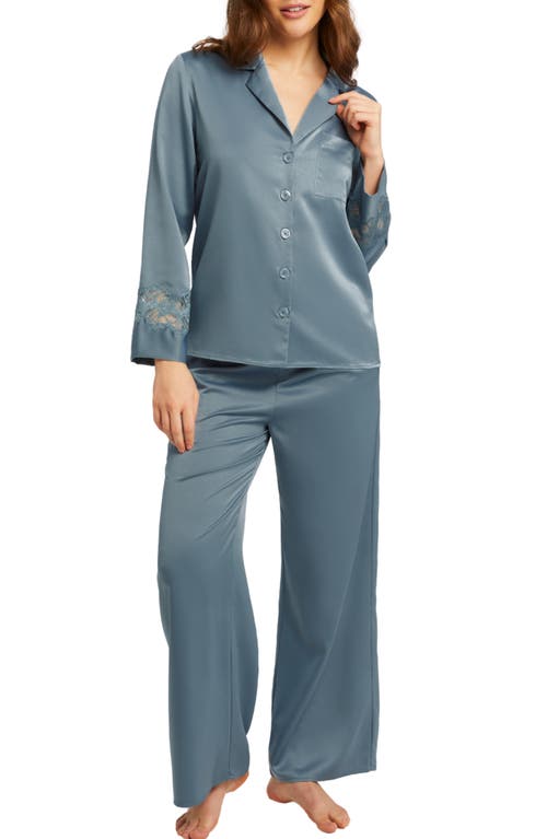 Rya Collection Zinnia Charmeuse Pajamas in Chateau Blue 