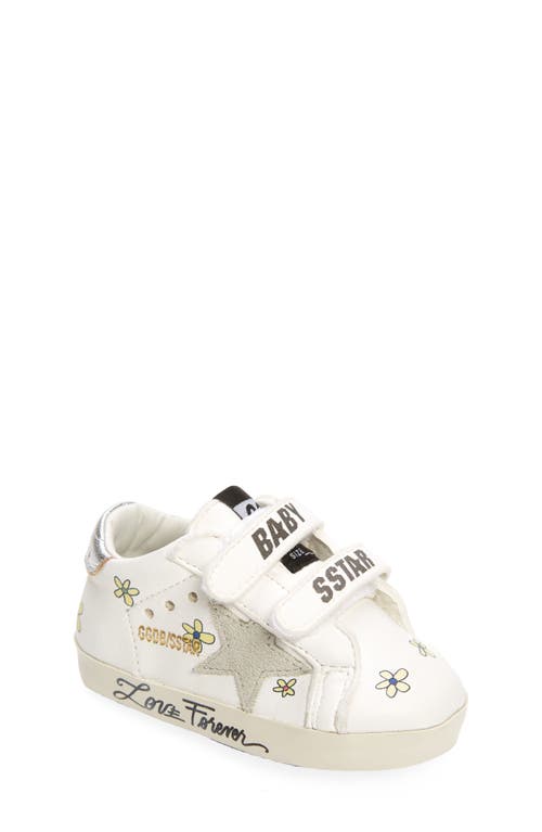 Shop Golden Goose Old School Flower Sneaker In White/ice/silver