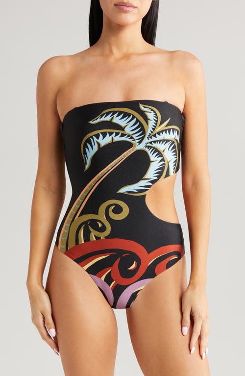 FARM Rio Pineapple Wave One-Piece Swimsuit Black at Nordstrom,