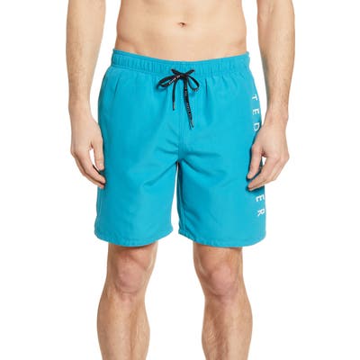 Ted Baker London Slim Fit Logo Swim Trunks, Blue