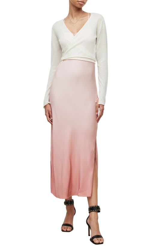 Allsaints Ombré Slipdress & Merino Wool Wrap Cardigan In Pink Nectar