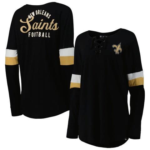 Nfl New Orleans Saints Women's Authentic Mesh Short Sleeve Lace Up