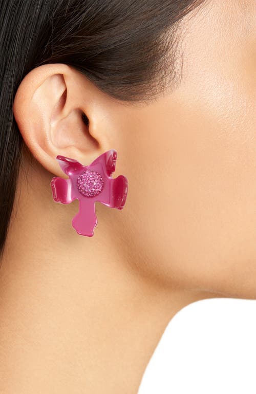 Shop Lele Sadoughi Crystal Lily Drop Earrings In Raspberry