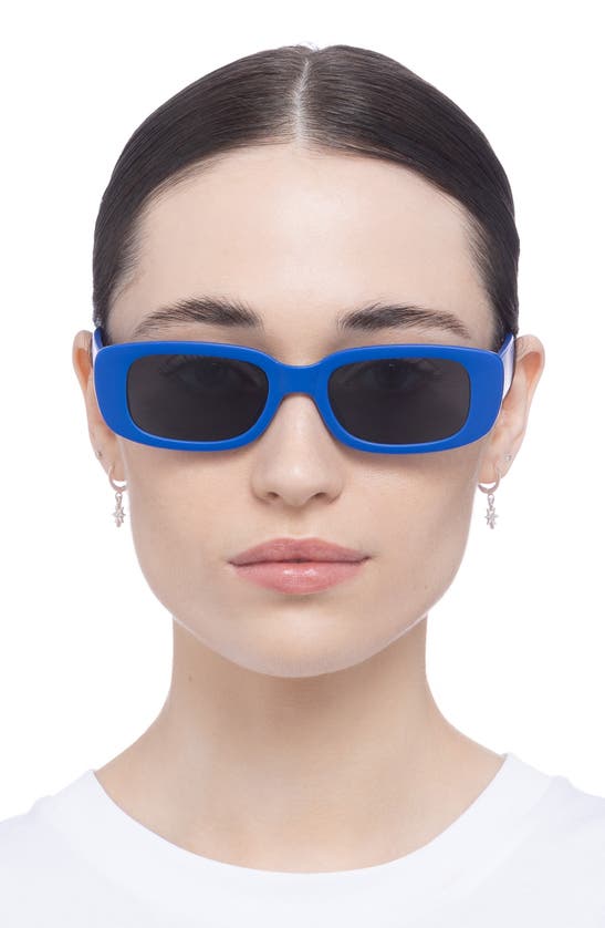 Shop Aire Ceres 51mm Rectangular Sunglasses In Matte Blue / Smoke Mono