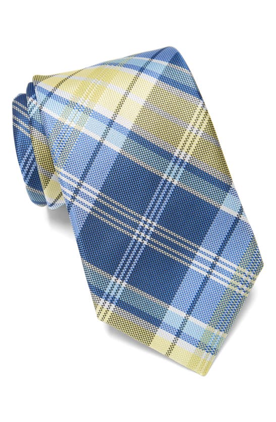 Tommy Hilfiger Classic Plaid Tie In Navy/ Yellow
