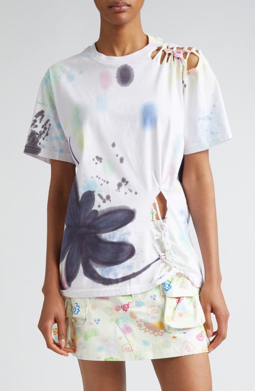 COLLINA STRADA COLLINA STRADA NASH PAINTED FLORAL RIPPED ORGANIC COTTON T-SHIRT