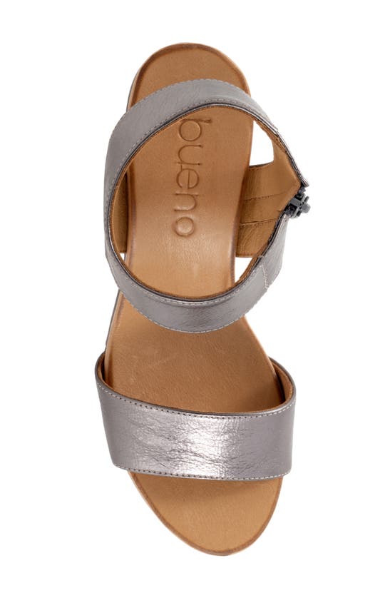 Shop Bueno Ida Ankle Strap Wedge Sandal In Pewter Metallic