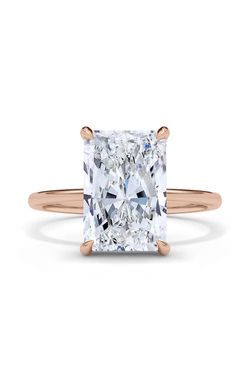 Hautecarat Radiant Cut Lab Created Diamond Ring In 2.00 Ctw 18k Rose Gold