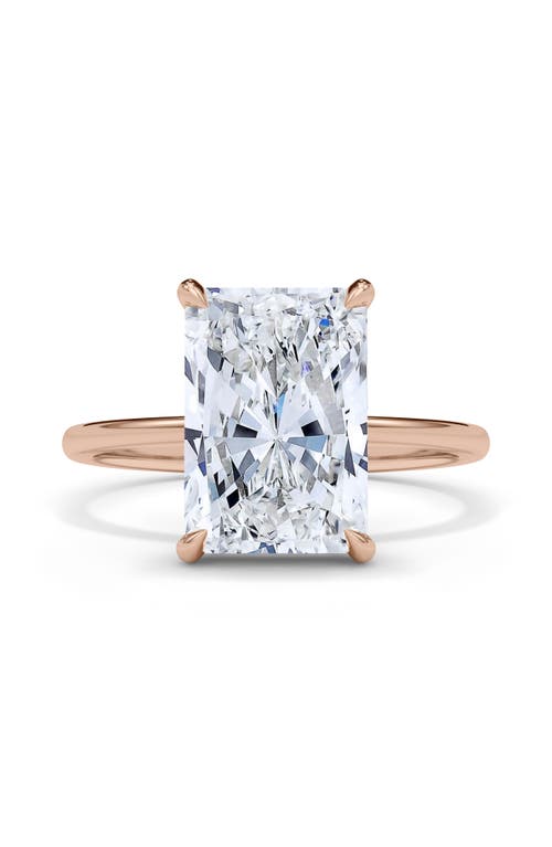 Shop Hautecarat Radiant Cut Lab Created Diamond Ring In 2.00 Ctw 18k Rose Gold