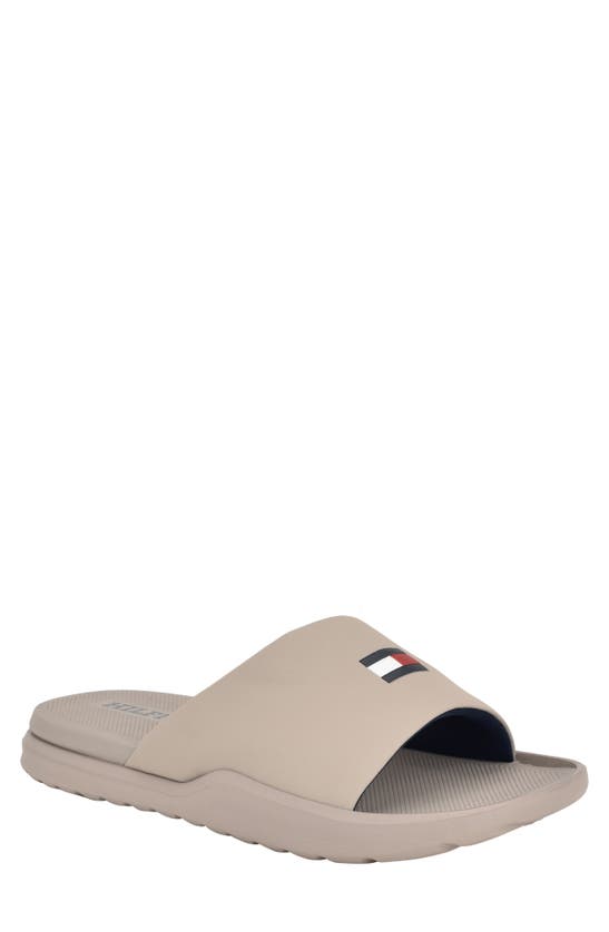 Shop Tommy Hilfiger Marmo Slide Sandal In Taupe 240