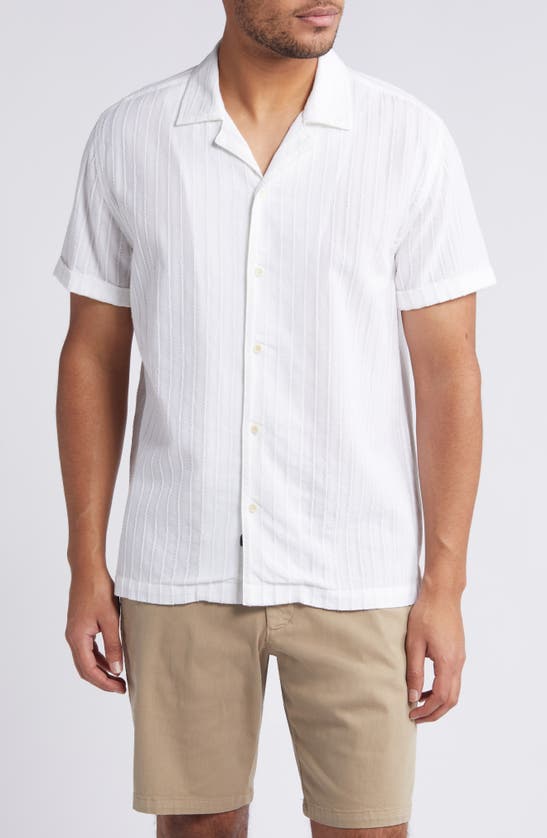 Shop Rails Sinclair Textured Stripe Cotton Camp Shirt In White