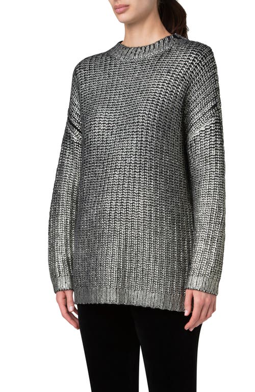 Akris Punto Oversize Laminated Shaker Stitch Sweater In Black-gold
