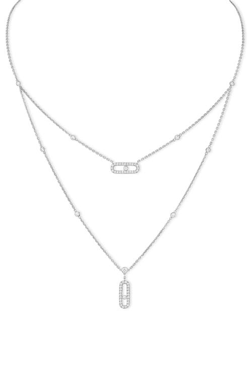 Messika Lucky Move Pavé Diamond Layered Pendant Necklace In Grey
