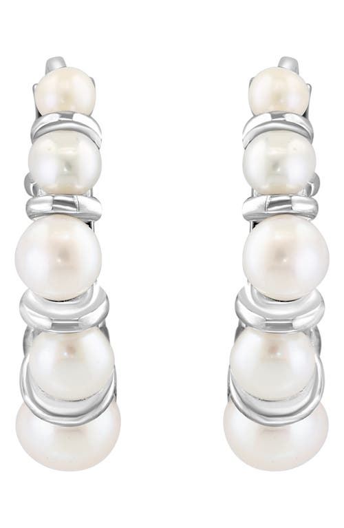 Shop Effy Sterling Silver 2.5-4mm Freshwater Pearl Hoop Earrings In Silver/pearl