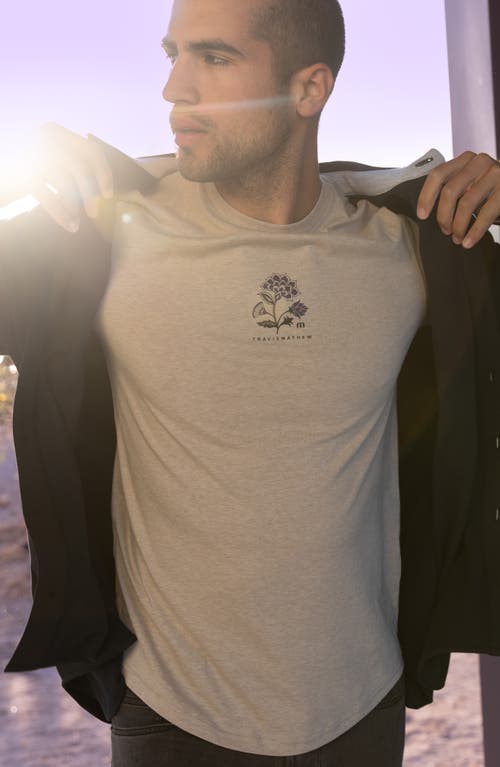 Travismathew Fading Sunlight Cotton Blend Graphic T-shirt In Heathered Oxford Tan
