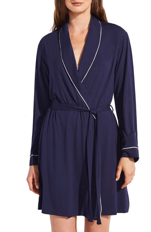 Shop Eberjey Gisele Classic Robe In Navy/ivory
