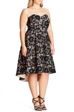 City Chic Sierra Lace Strapless Fit & Flare Dress (Plus Size) | Nordstrom