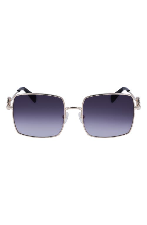 Longchamp Medallion 55mm Gradient Square Sunglasses in Gold/Gradient Grey at Nordstrom