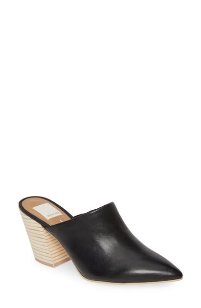 Dolce Vita Angela Pointy Toe Mule In Black Leather