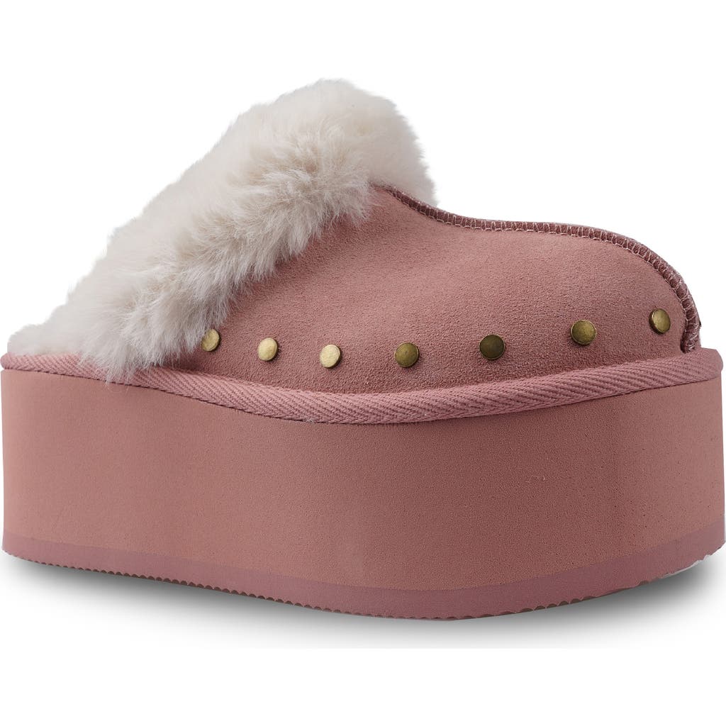 Candies Candie's Sutton Faux Fur Platform Clog In Pink Suede