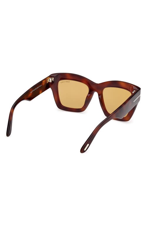 Shop Tom Ford Luna 52mm Butterfly Sunglasses In Shiny Classic Havana/brown