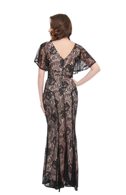 Shop Unique Vintage 1930s Flutter Sleeve Gown In Black