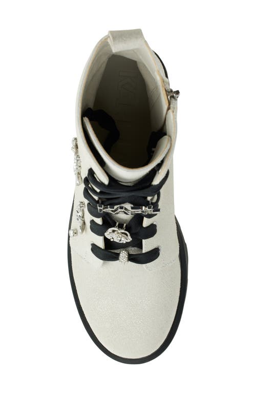 Karl Lagerfeld Paris Makenzie Combat Boot In Soft White