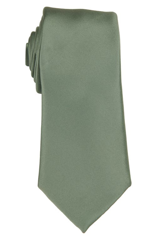 Shop Brooklyn Brigade Solid Satin X-long Tie In Sage