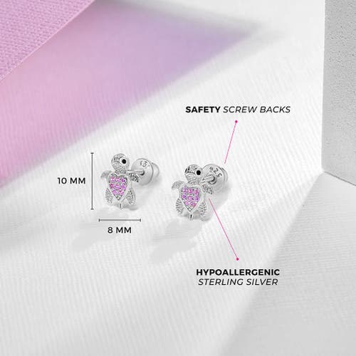 In Season Jewelry Cubic Zirconia Turtle Earrings In Pink